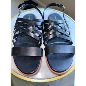 Cole Haan Francie Slingback Sandals | Black Crisscross Leather | 8.5